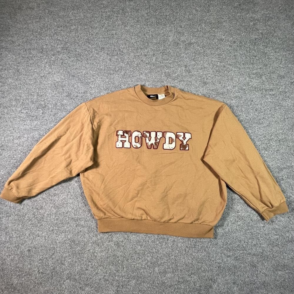 Special Thanks "Howdy" Sweatshirt Women's L Brown Cotton Fleece-Lined Hiking - Picture 1 of 10